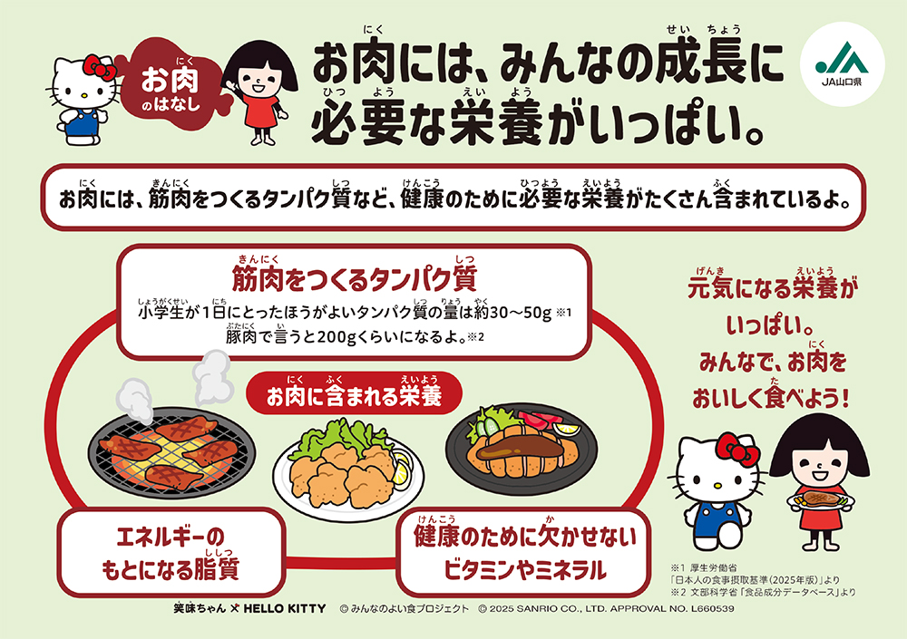 お肉には、みんなの成長に必要な栄養がいっぱい。